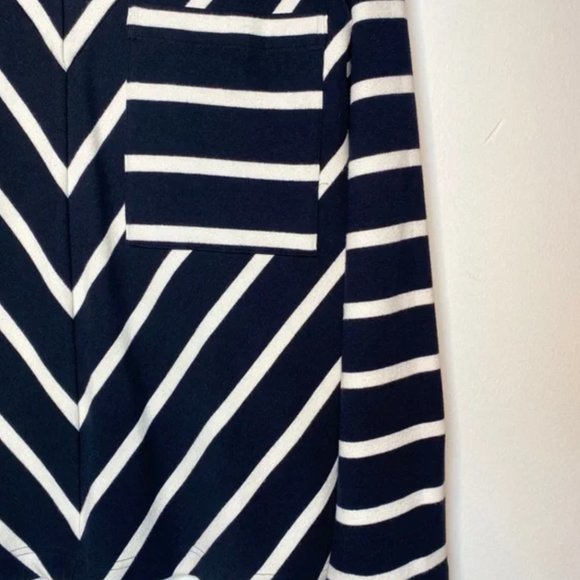 Goen.J Black & White Scarf Striped Jersey Top Oversized V Neck Chevron Sz Small - Picture 8 of 11